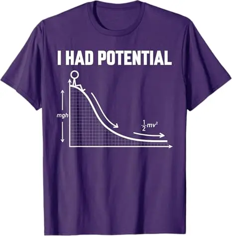 Y2k Wasted Potential Designs Herrenbekleidung Lustiges T-Shirt „I Had Potential“ Sarkastisches Minimal-Zitat Wissenschaft Humor Spruch T-Shirt Baumwolle – Detail 5