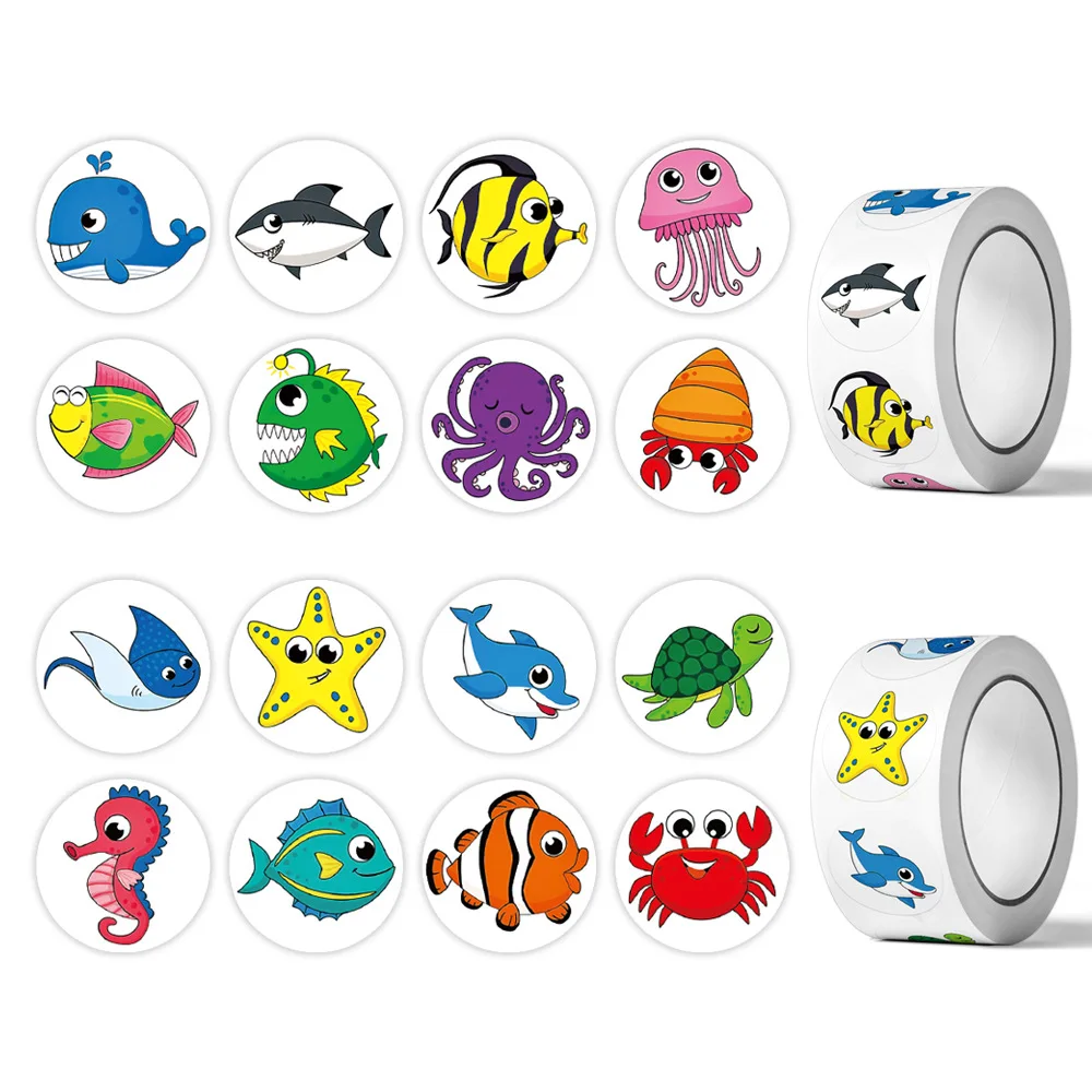 50-500 stks Cartoon Zeedier Vis Sticker Kinderen Label Sticker Leuk Speelgoed Spel Tag DIY Gift Afdichting Label Decoratie Benodigdheden