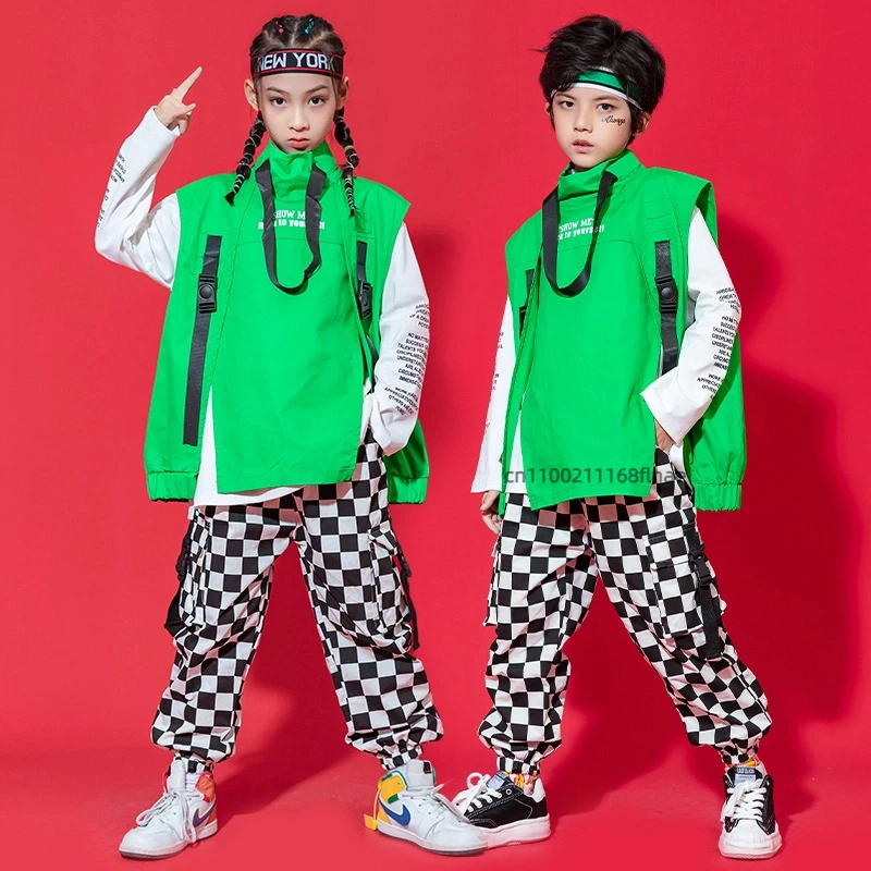مجموعة رقص الشوارع للأطفال، علامة تجارية عصرية للأولاد، سترة وسيم، سراويل مربعة بأكمام طويلة، أداء رقص الجاز الهيب هوب