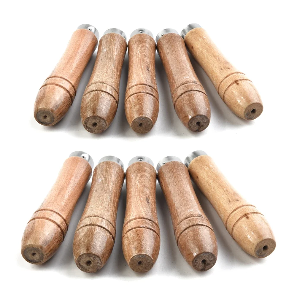 10pc Wooden File Handle Replacement Strong Metal Collar For File Craft Tool 9cm Wood Rasp Woodworking Polishing Rust Proof