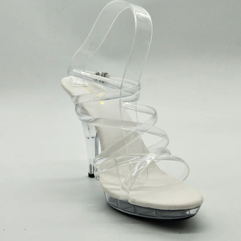 Zapatos sexis de tacón ultraalto de 13cm, zapatos de boda de cristal para novia, sandalias de moda transparentes de 5 pulgadas para escenario para mujer