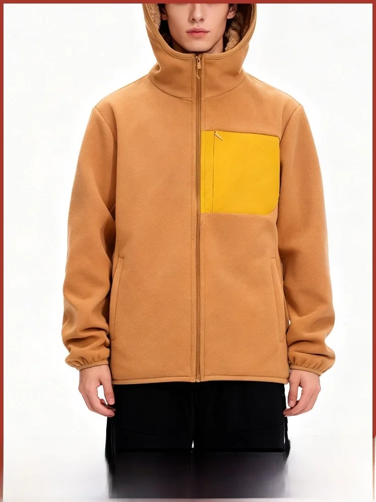 

Thiened Fce Men's Casual Hooded Jaet Double Layer Thermal Insulation Autumn Winter New Sle Versatile Loose Fit Coat