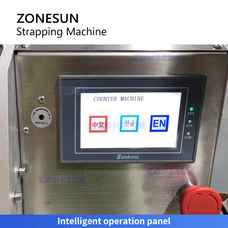ZONESUN ZS-SZ150 Máquina para contar y flejes de etiquetas, bandas de papel y flejes de cinta OPP para tarjetas