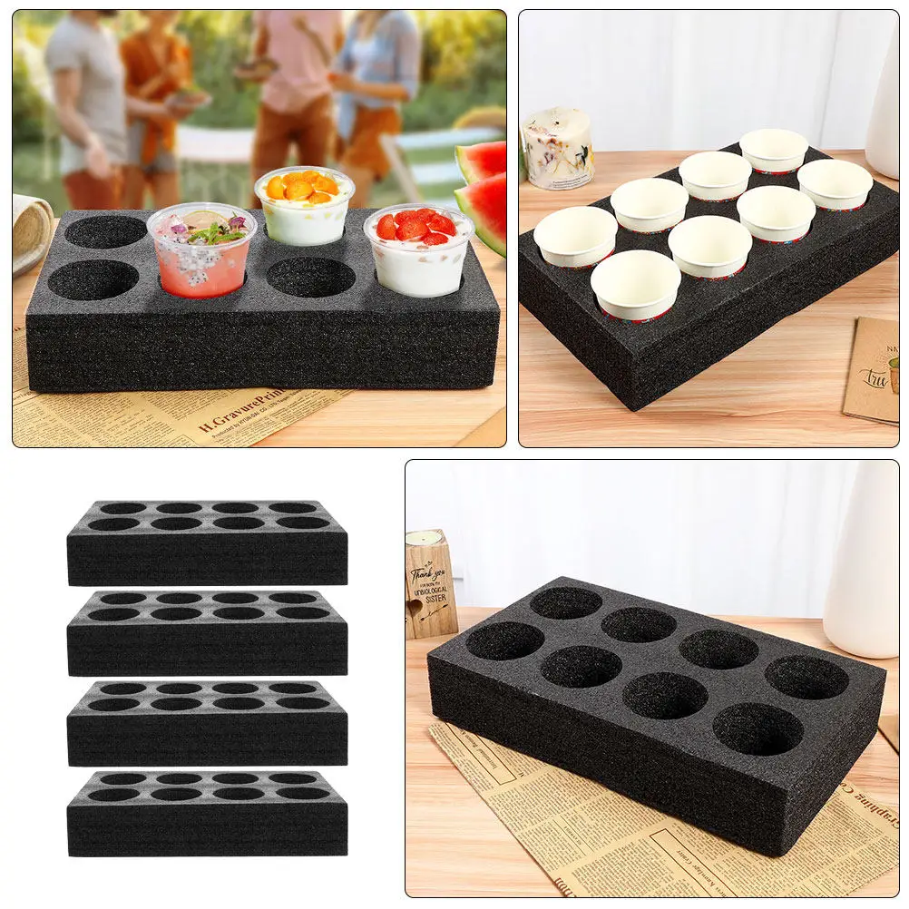 4Pcs 8-Hole Beverage Cup Tray Premium Foam Drink Carrier for Delivery Takeout Coffee Milk Tea Cold Drinks Outdoor Picnic Party view 5