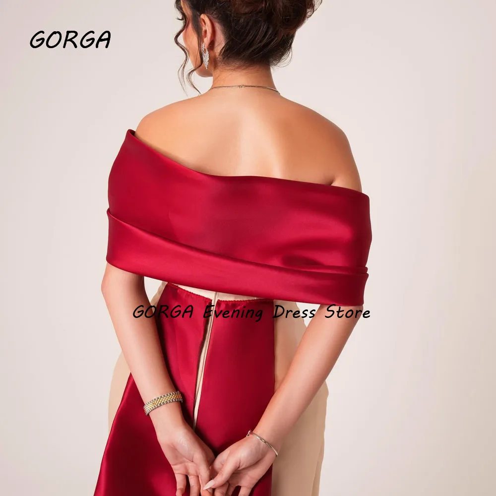 GORGA Red Strapless Satin Mermaid Princess dress 2024 Slim Backless Ocassion Gown Floor-Length Formal Evening Dress