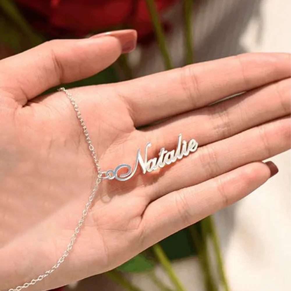 

Custom Name Necklace For Women Personalized Collar CUSTOMIZED Nameplate Pendant Choker DIY Stainless Steel Jewelry Delicate Gift