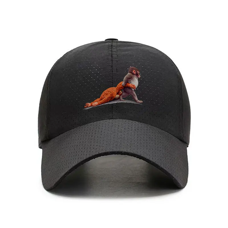 Monkey Embroidery Quick Dry Baseball Cap Lightweight Breathable Curved Brim Hat