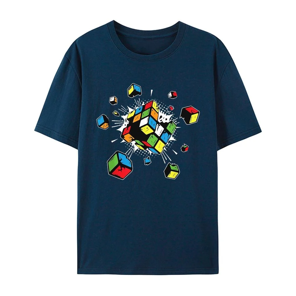 Exploding Rubix Rubiks Rubics Cube Present Pure Cotton EU size t-shirts Japanese comic men t shirt anime unisex clothes