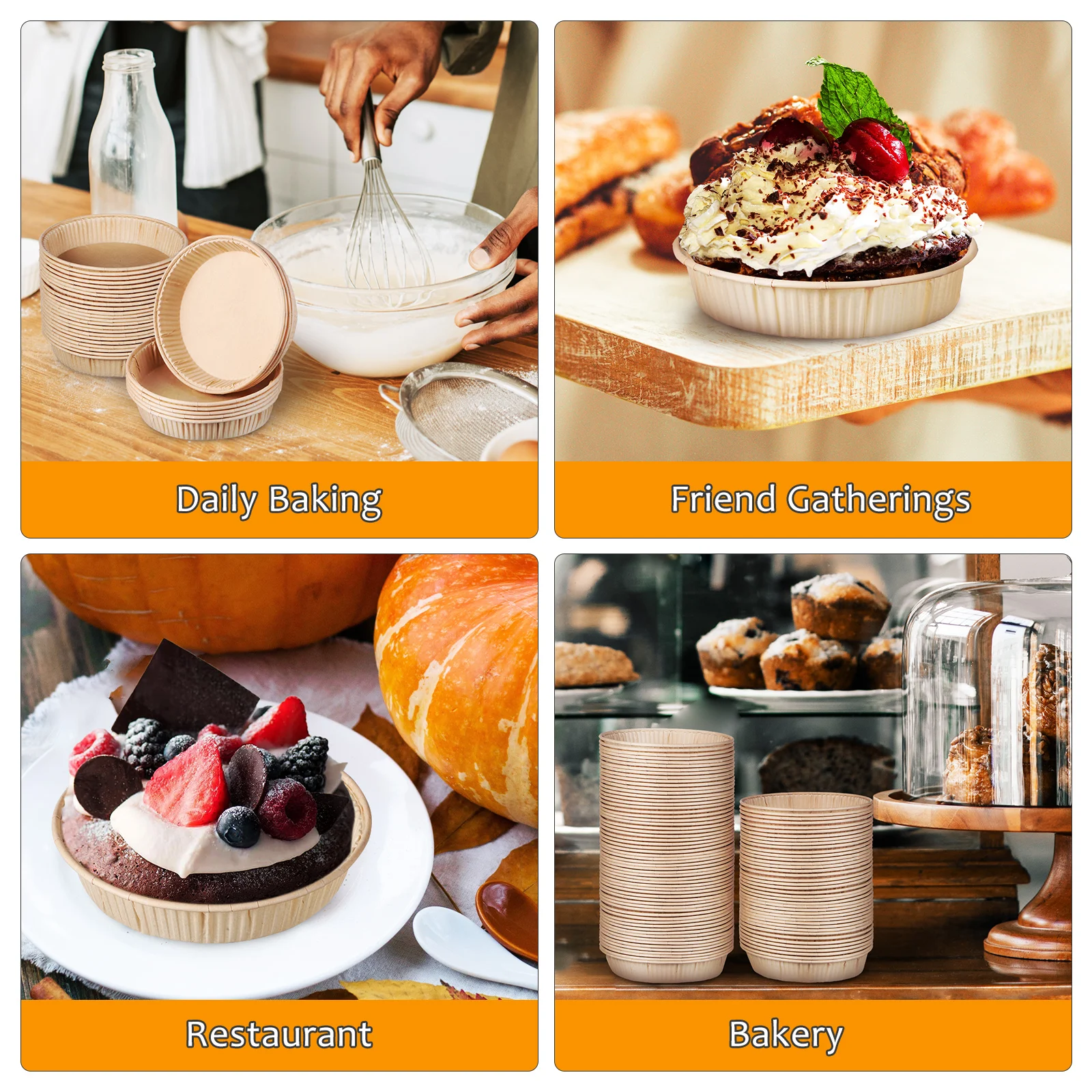 

100PCS Gold Mini Tart Pans Baking Cups Round Bottom Small Pie Pans Oven Cupcake Muffin Liners Paper Cup Baking Molds Cake Tool