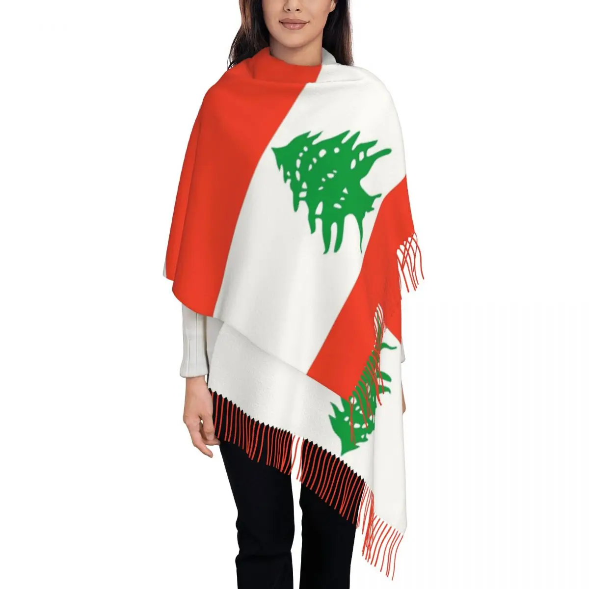 Lebanon Flag Scarf Tassel Scarves Women Soft Warm Shawls and Wraps Large Fall Winter Shawl Wrap