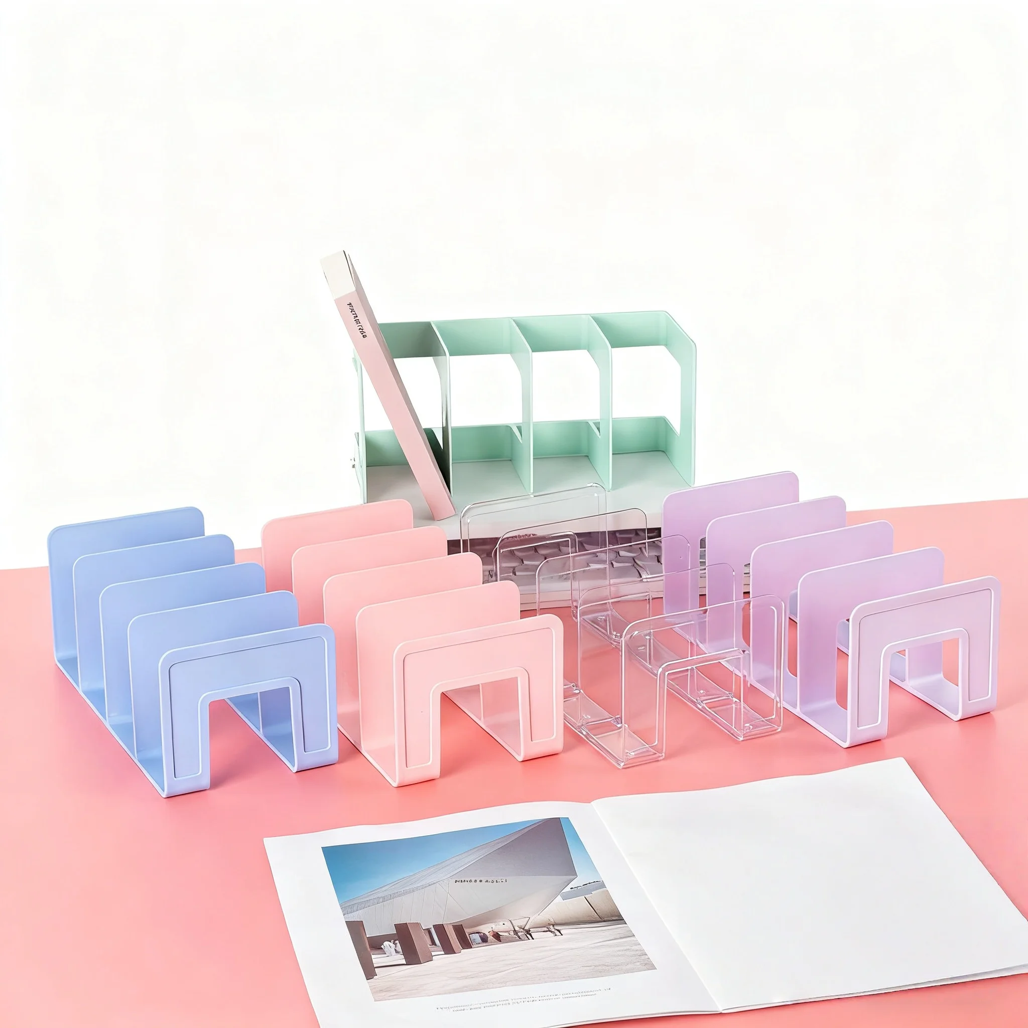 Bookend Desktop Organizer for Securing Books, Book Holder, Desktop Cleaner, Bookshelf, File Rack