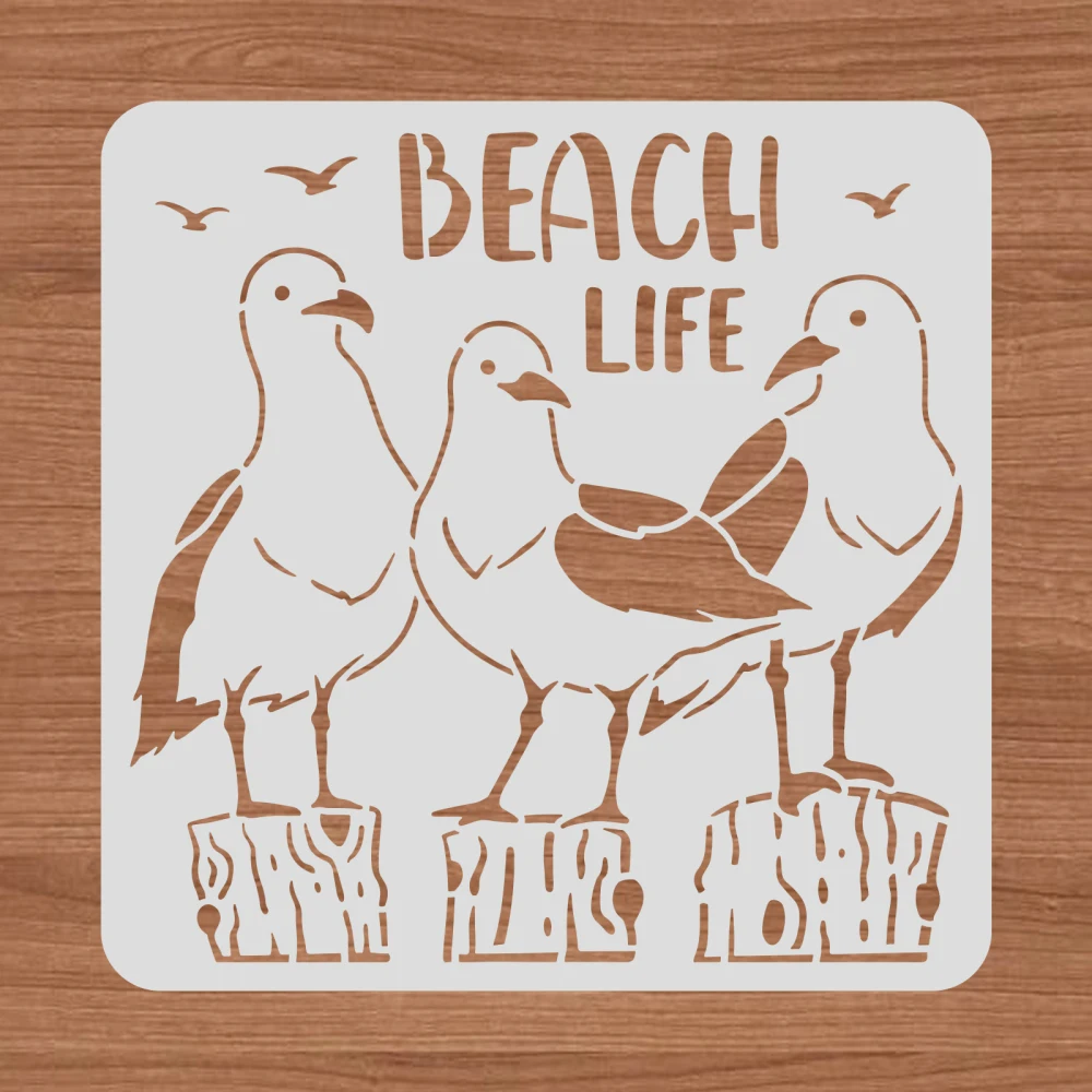 

Beach Life Painting Stencils Seagull Template Stencils for Art Painting on Wood Scrapbooking Cardmaking and DIY Wall Floor Decor