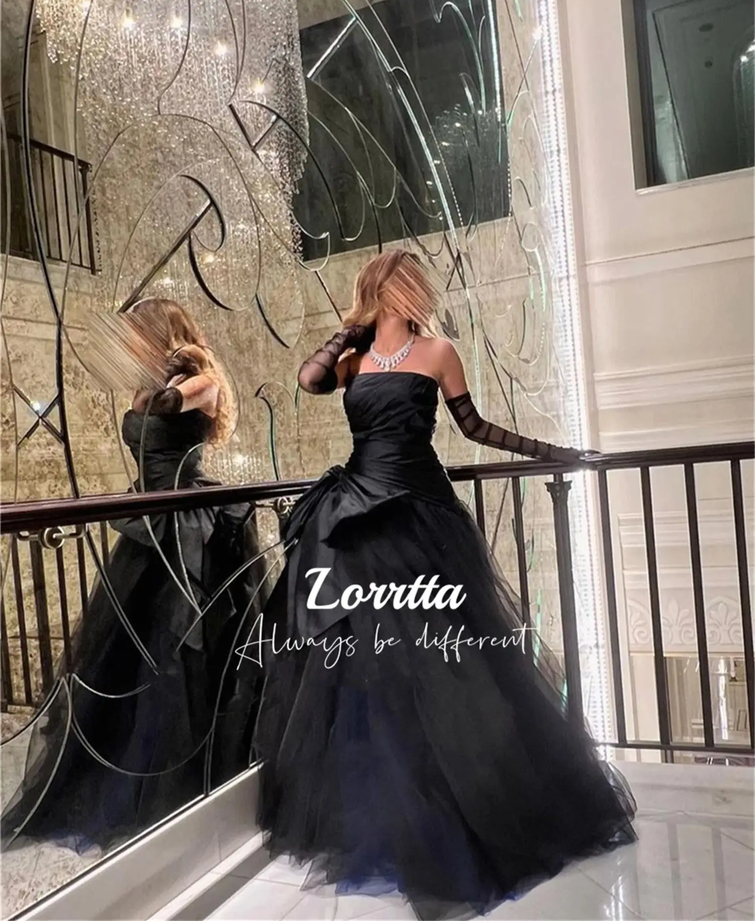 Lorrtta-vestido de tul con corte en A para mujer, vestido de princesa sin tirantes de Arabia Saudita, largo de noche, elegante, de lujo,