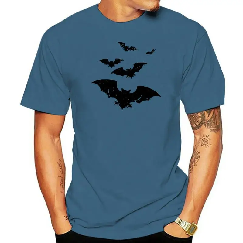 Short Sleeve for Men Clothing Summer FLYING BATS HORROR BLOOD VAMPIRE CREEPY DAWN Mens White Extended Long T-Shirt Tee Shirt