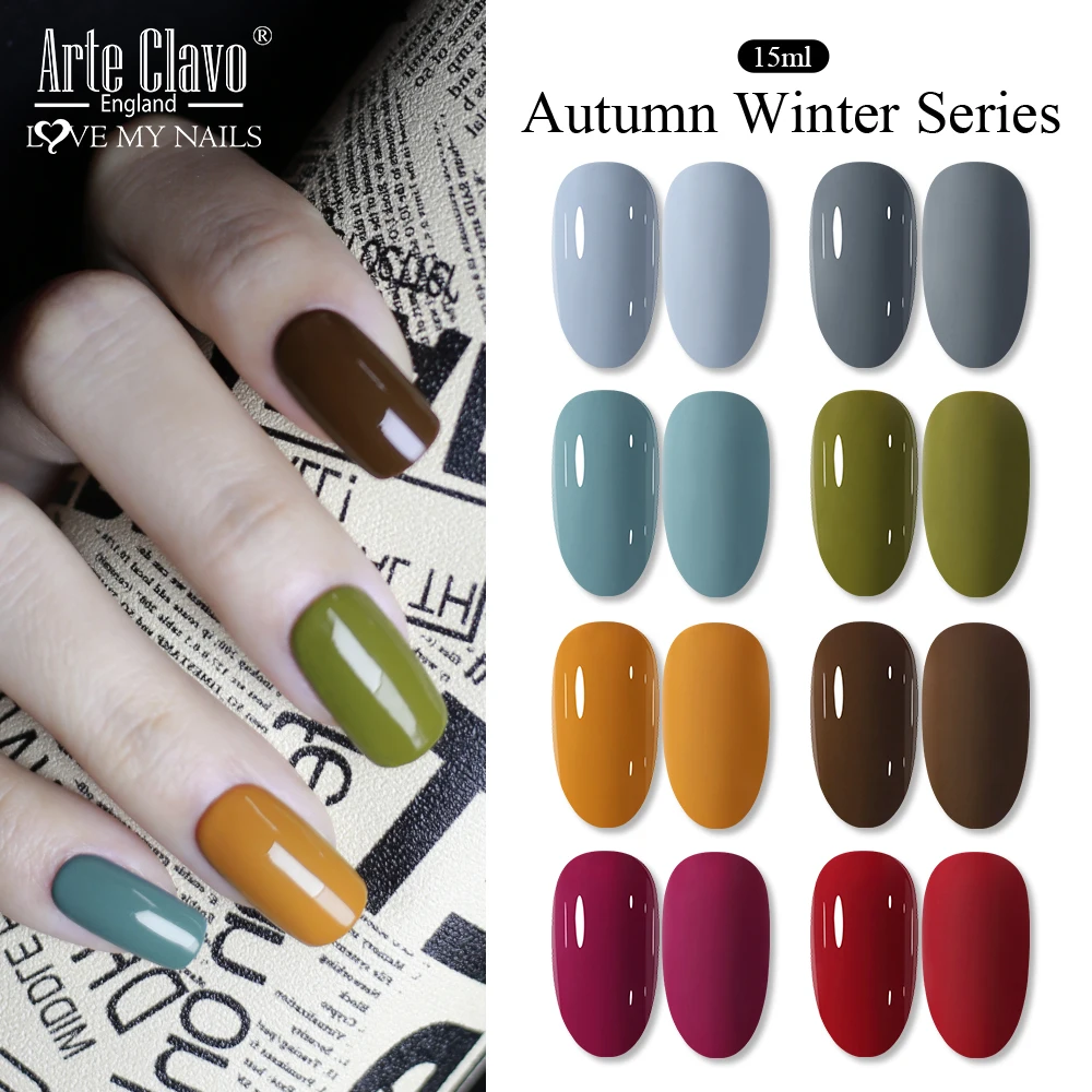 Arte Clavo HEMA TPO FREE Colorful Gel Nail Polish 15ml Full Coverage Soak Off UV LED Varnish Hybrid Nail Art Top Bsae Maincure
