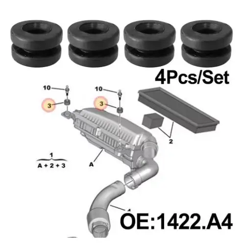 

4PCS For Citroen Peugeot 1623159380 9814411880 Air Filter Box Housing Mounting Rubber Grommet Buffer Holder Buffer Rubber Cover