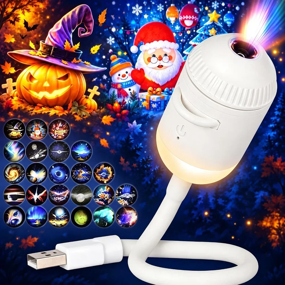 Mini Galaxy Star Projector Two in One Night Light Home Background Atmosphere Light Bedroom Car Decoration Children's Gift