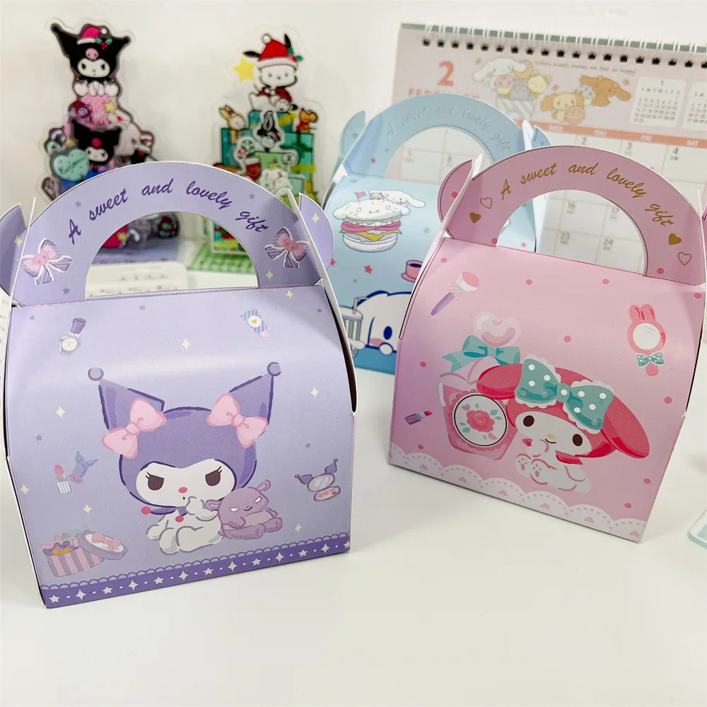 10Pcs Cute Sanrio Kuromi My Melody Cinnamoroll Cartoon Birthday Gift Packing Bag Anime Pochacco Gift Box Xmas Candy Paper Bag