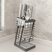304 Stainless Steel Kitchen Knife Holder Draining Rack Countertop Storage Block Knives Durable Stable pen Structure Organizer