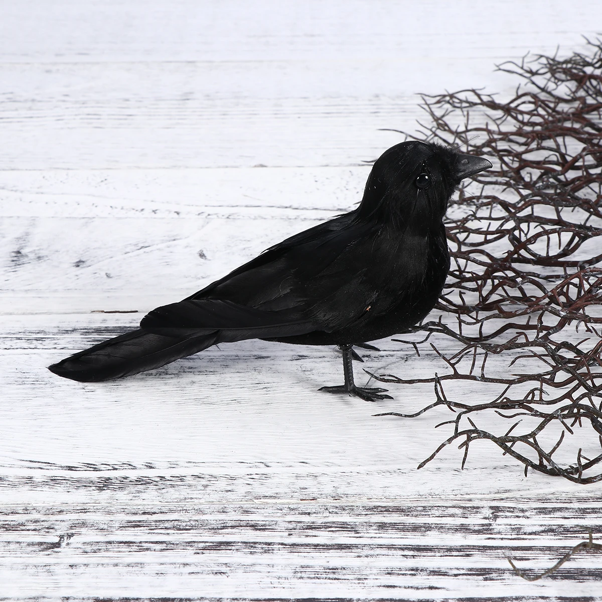

Simulation Crow Ornaments Sculptures External Decorations Exterior Garden Figures for Halloween Realistic Statue Staff