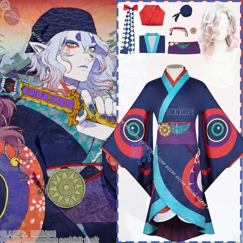 

Phantom Anime Movie Rain Cosplay Furry Cat Anthropomorphic Japan Ukiyoe Styles Kimono Retro Gorgeous Long Dress Halloween Party