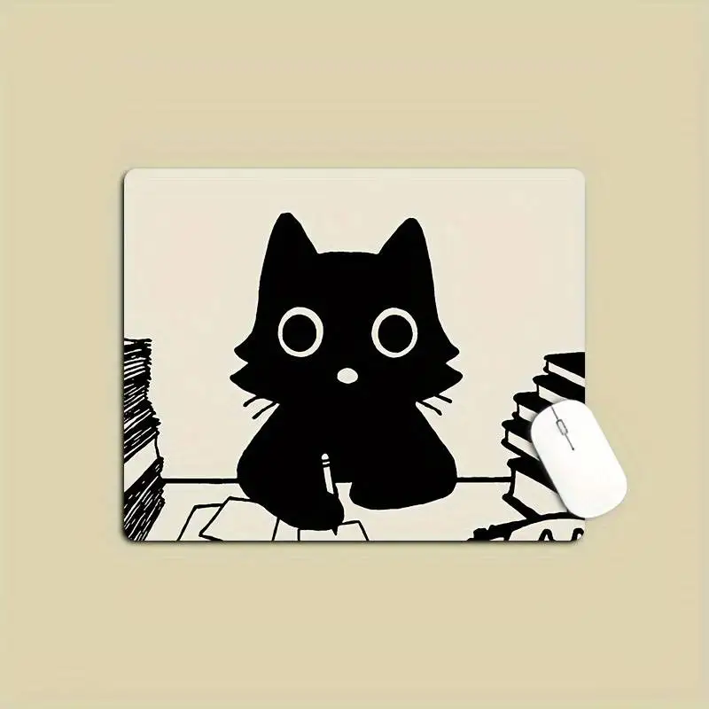 Black Cat Mousepad Small Office Computer Desk Mat Table Keyboard Big Mouse Pad Laptop Cushion Non-slip Deskpad Home Decor