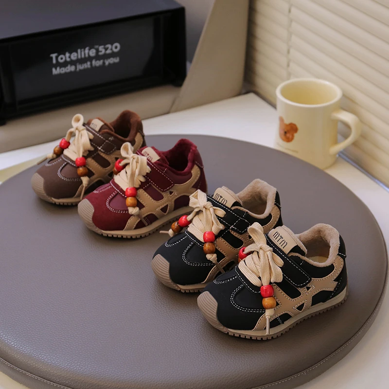 

Зимние детские повседневные легкие удобные кроссовки на флисовой подкладке в стиле ретро для мальчиков и девочек, повседневная теплая спортивная обувь для малышей