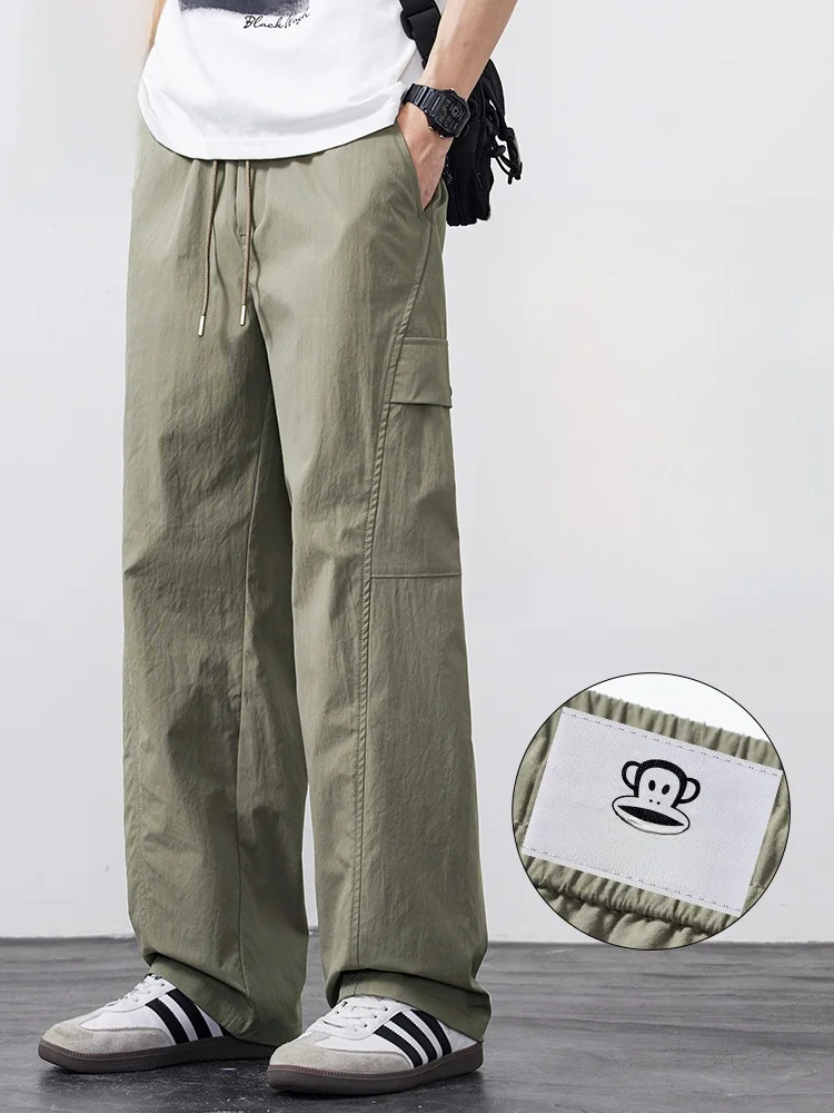 

Мужские летние тонкие брюки Paul Frank свободного кроя с прямыми штанинами, быстросохнущие, повседневные, рабочие, удобные, легкие, из полиэстера