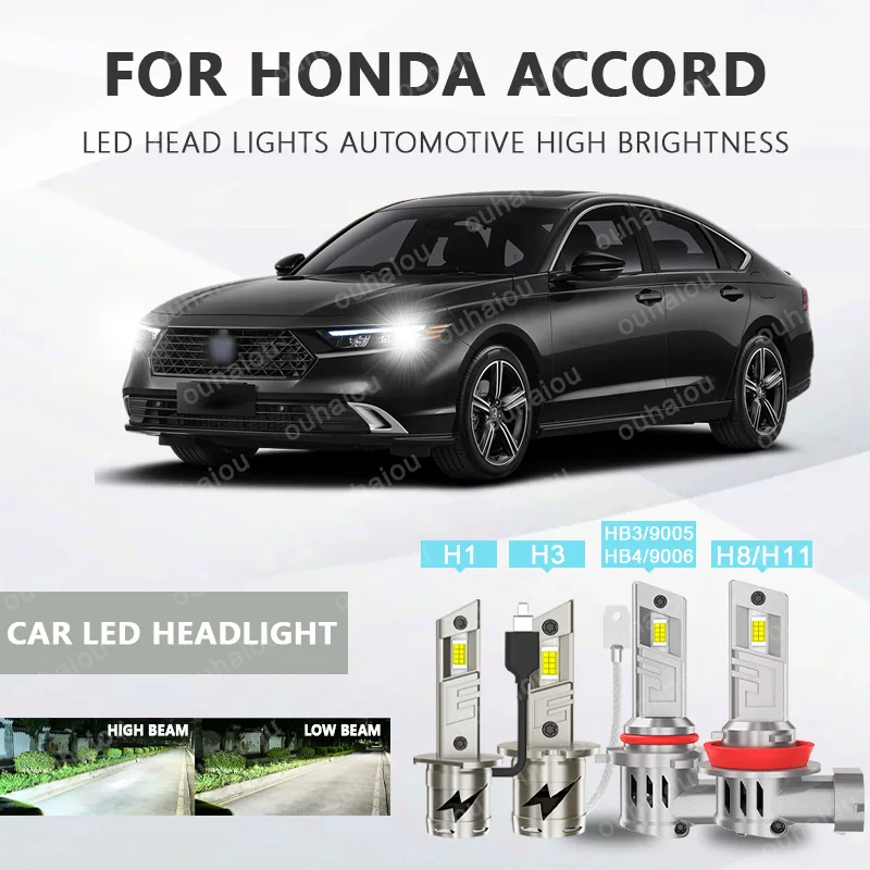 

For HONDA Accord 2PCS H1 H3 H8H11 Light LED Chips Head Lamp HB3(9005) HB4(9006) Fog Lights Bulb Accessories with heat sink