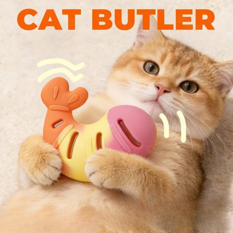 

Silicone Shrimp Leak Food Cat Toy Self-Entertainment Boredom Relief Teeth Cleaning Chew Toy Wear-Resistant Bite-Proof