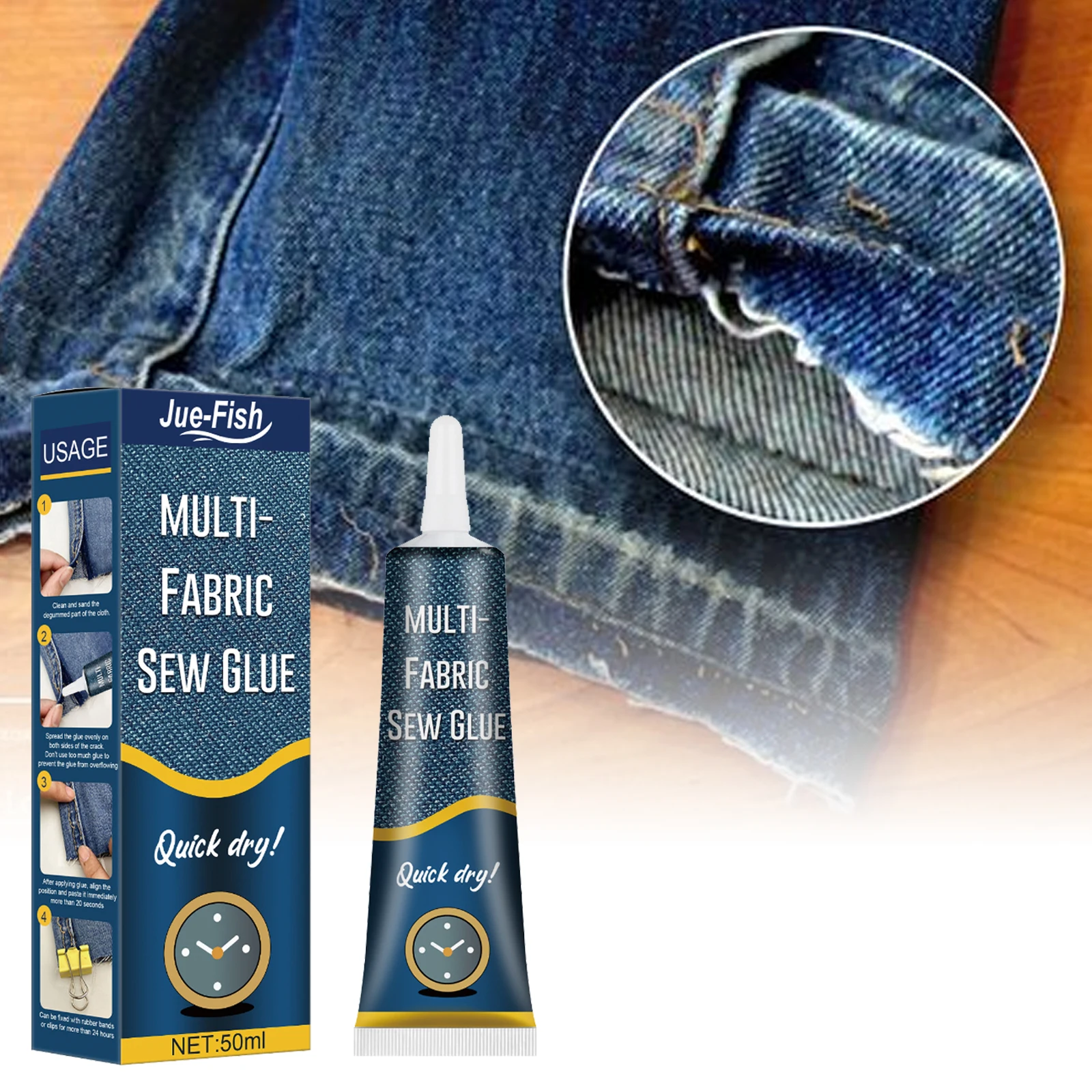 Fabric Mending Glue - Clothes Dedicated Glue Printed Pants Insole Jeans Hole Cloth Glue, Permanent Fabric Glue for Clothes, Waterproof Clear Liquid Stitch Adhesive for Denim, Cotton, Leather, Shoes, Washable No-Sew Fast Bonding Cloth Repair Glue Craft