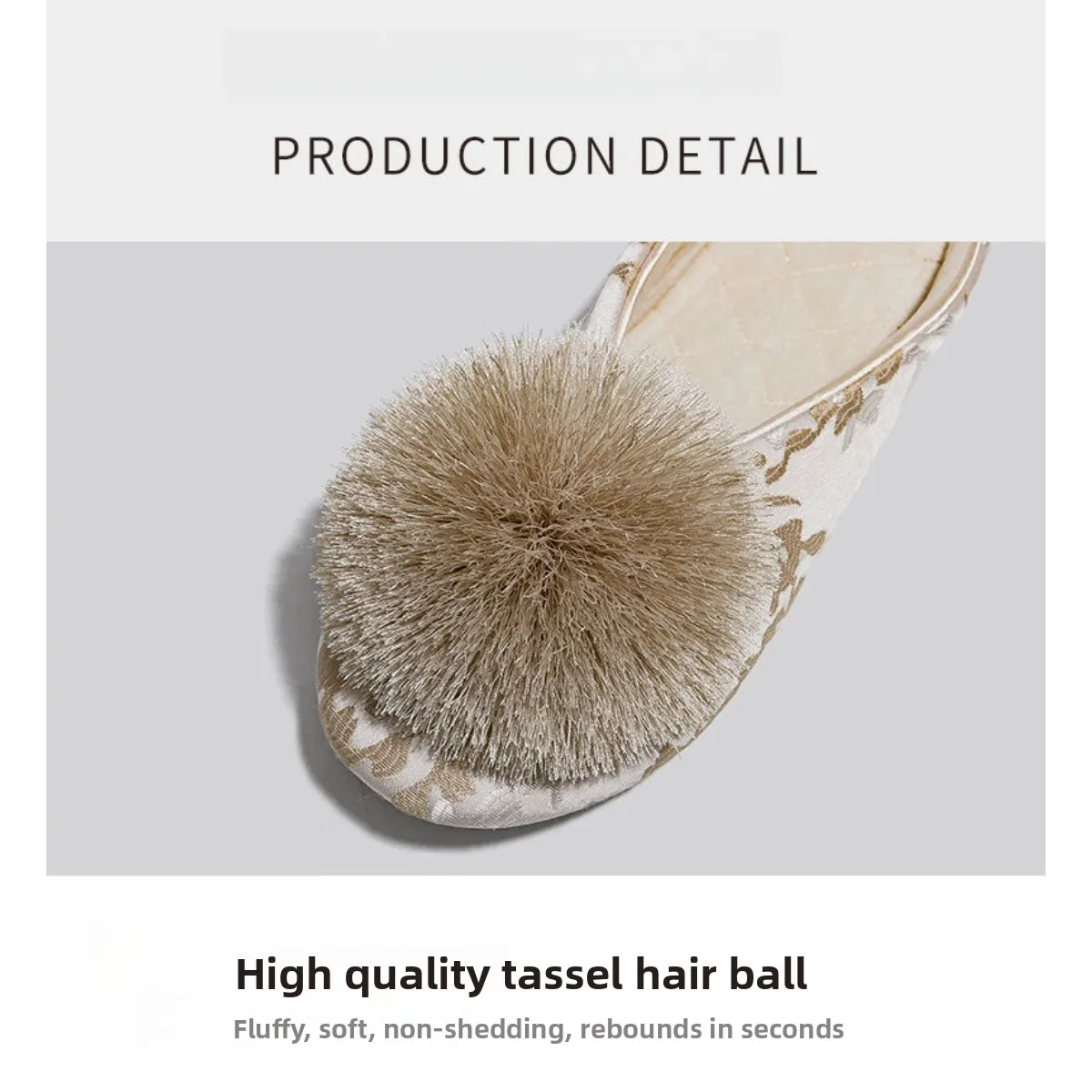 شباشب منزلية داخلية لتزيين كرة الشعر للسيدات على الطراز الوطني مطرزة غير قابلة للانزلاق من القطن الفاخر الصامت