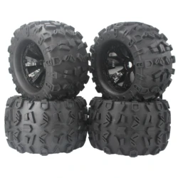 Pre-Glued 1/8 Scale RC  Monster Truck Tires and Wheels Set Glued for Traxxas Maxx Tmaxx E-Revo Revo 3.3, JLB Cheetah Monster