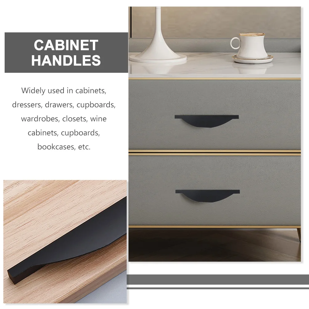 

Black Cabinet Drawer Handle Aluminum Alloy Durable Smooth Edge Easy Open Modern Geometric Design Handles for Drawers Closets
