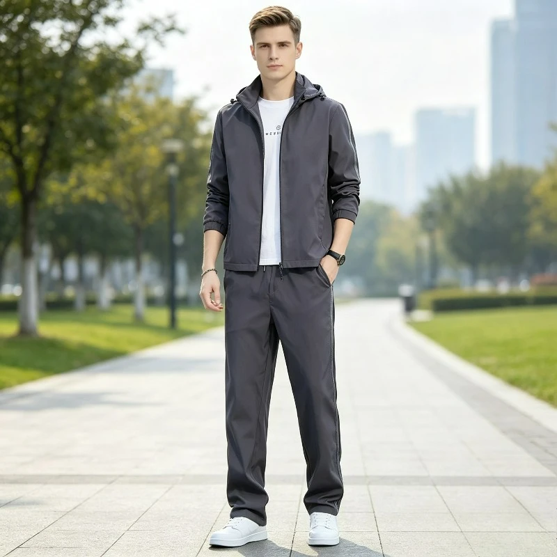 Men's Spring Autumn Tracksuit Set Long Sleeve Hoodie And Joggers 2-Piece Fitness Running Sportswear