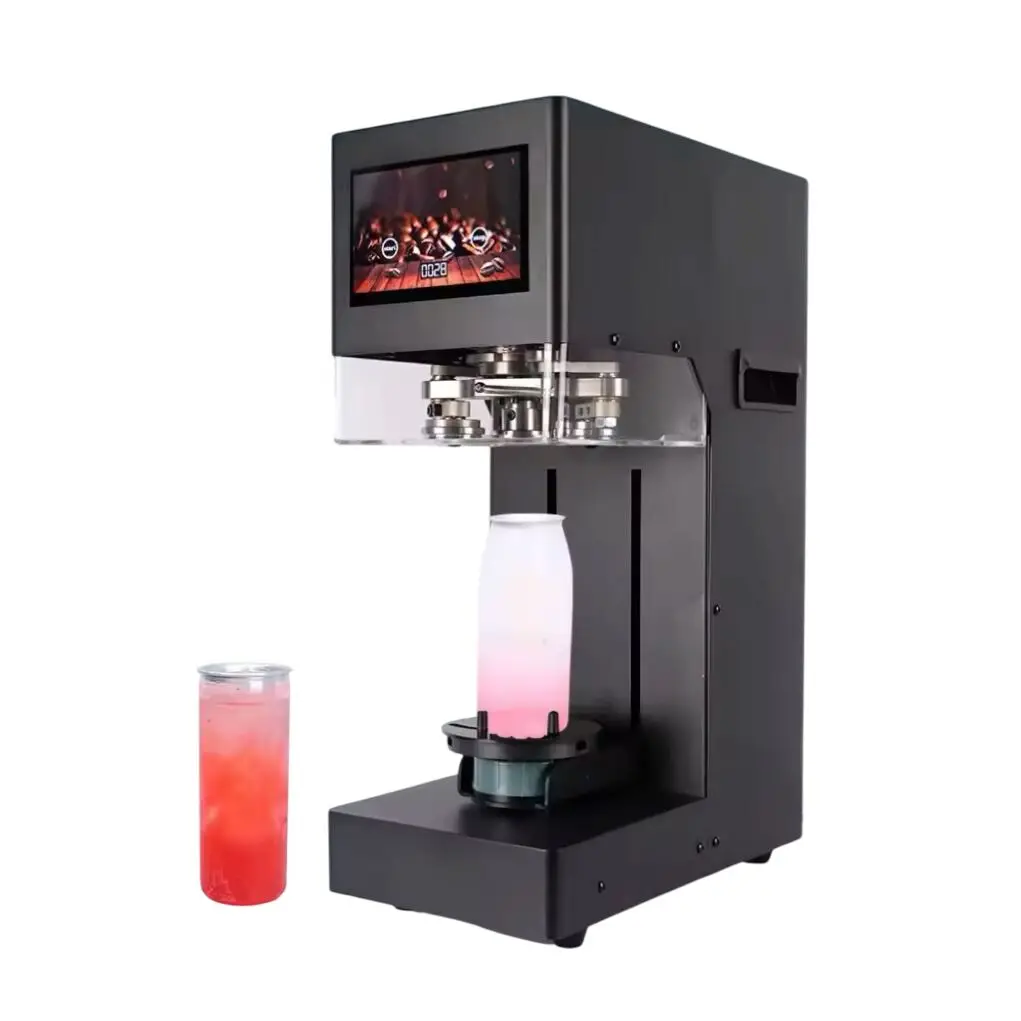 Personalizable Screen Iced Coffee Clear Can Sealing Machine/Fruit Juice PET Can Seamer/automatic Aluminum Beer Can Sealer