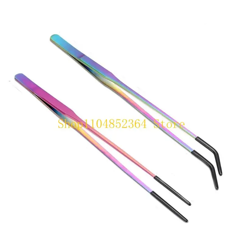 652F 1Set/2piece retsile feeding tongs ตรง & curved tweezers ยาว