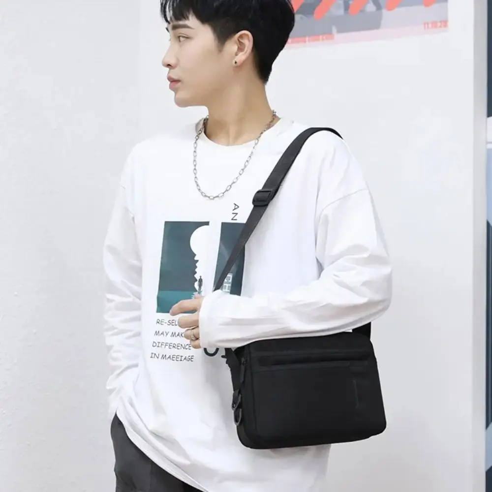 Single Shoulder Men's Shoulder Bag Fabric Large Capacity Man Messenger Bag Square Multi-Pockets Nylon Crossbody Bag Camping