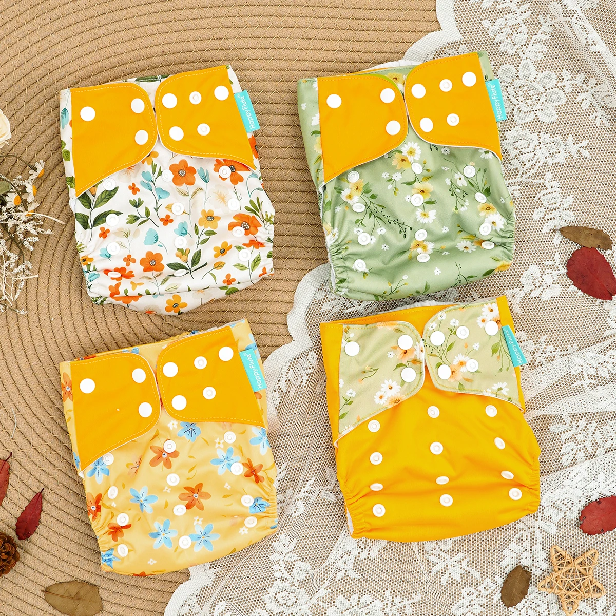 Happy Fluent Baby Diaper with Adjustable Size, Snap Fit, Breathable, Leak Proof, Reusable, Washable Diaper