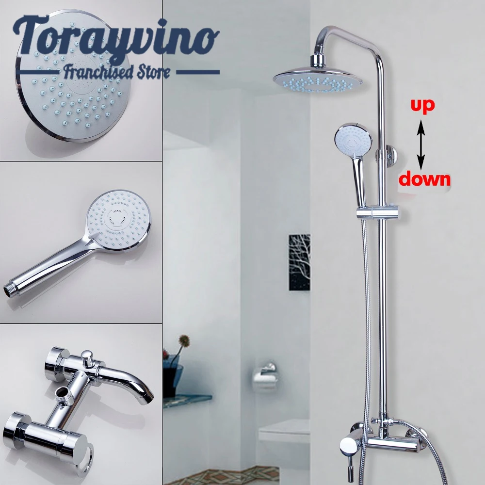 

Bath Faucet set Shower Wall Round 8" Rainfall Shower Faucets Set With Bathroom Hand Spray Mounted Polished Chrome Mixer Tap