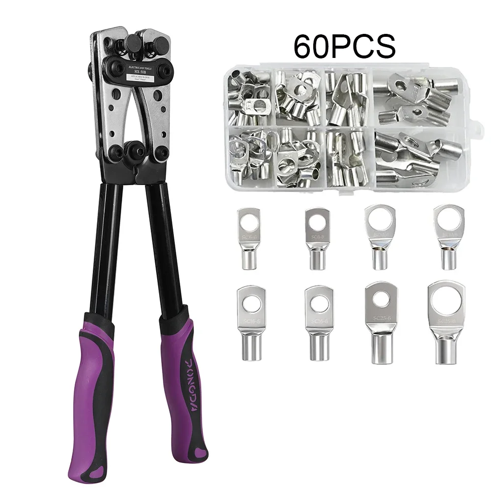For Heavy Duty Wire Lug Tube Terminal Crimper Hex Crimp Tools Pliers HX-50B 6-50mm² Battery Cable Lug Crimping Tool