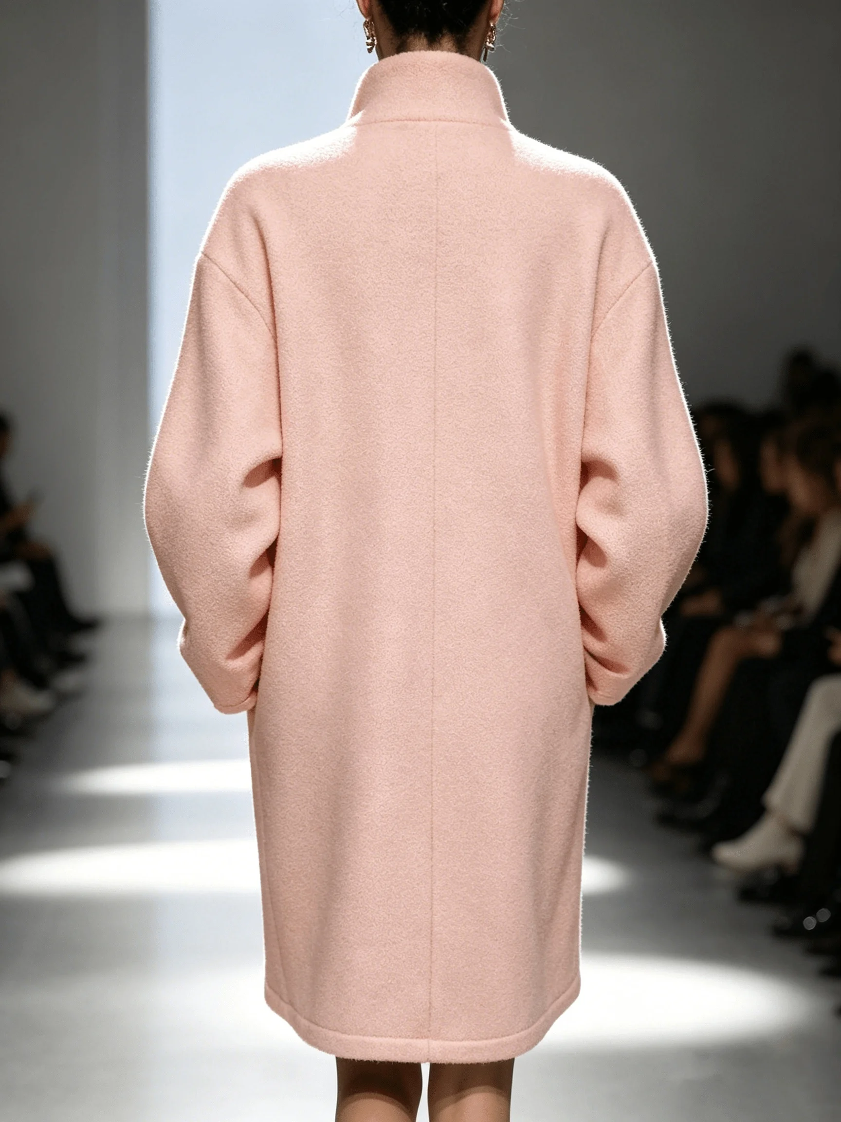 Women`s Oversized Polar Fleece Jacket Pink Thick Fluffy Drop Shoulder Mid Length Coat Fall Winter Casual Stand Collar S-XXL Size