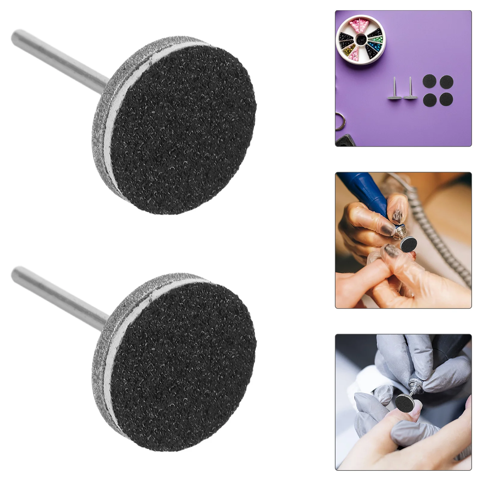 

2 pcs Nail Drill Bit Set Flat Disc Sanding Bits For Manicure Cuticle Care Shaping Russian Design Replaceable Sandpaper Discs