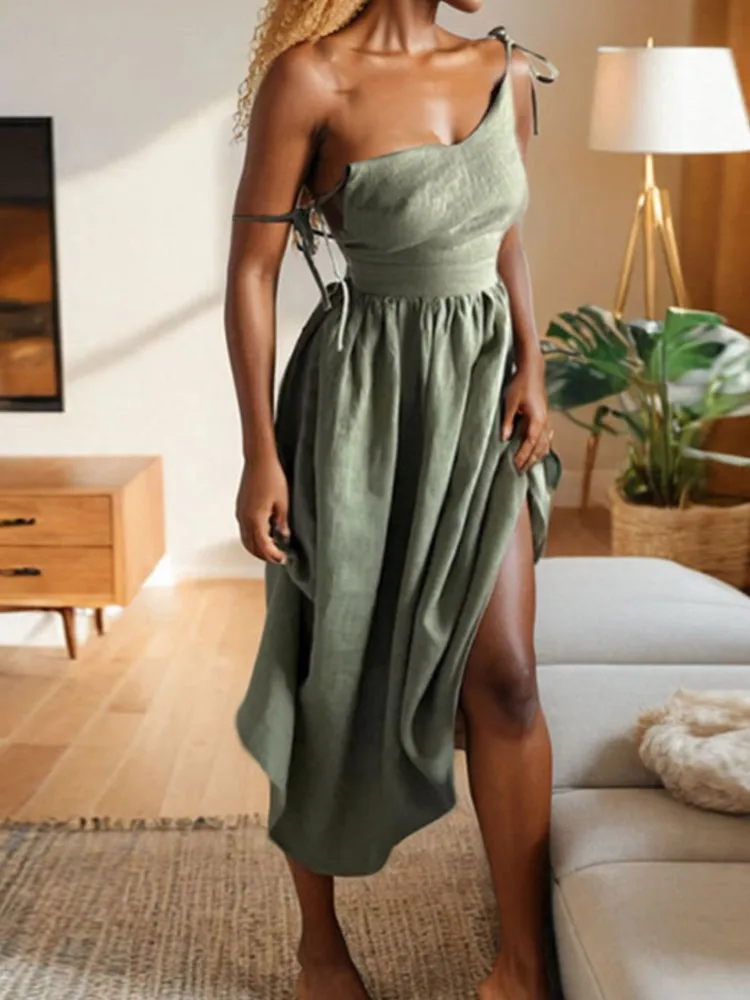 

Elegant Temperament Sexy Dresss 2025 New Women's Clothing Elegant Temperament V-neck Strapless Party Backless Solid Color Dresss