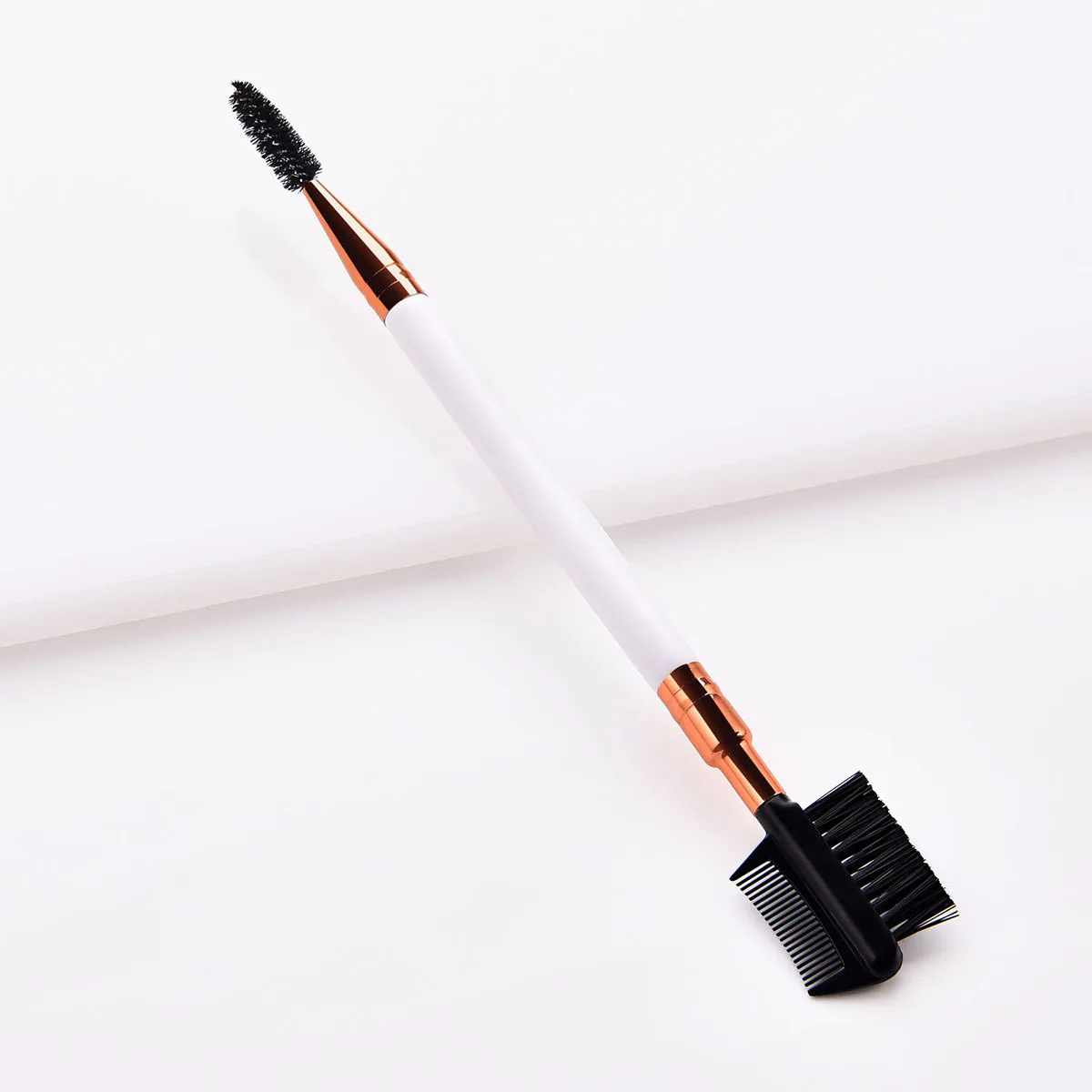 Juego de maquillaje profesional para mujer, cerdas de nailon con mango de madera, cepillo de doble punta para pestañas y cejas