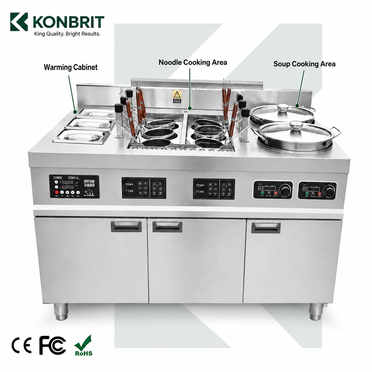 Automatic Noodle Machine 6 Basket Auto Lift Electric Noodle Cooker with Soup & Sauce Warmer