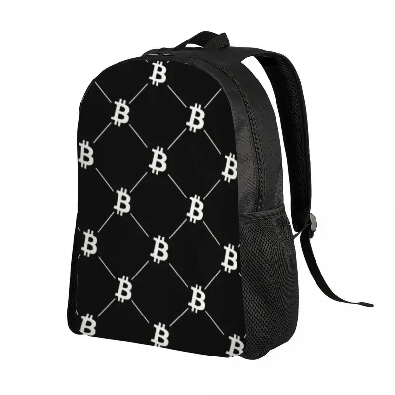 Mochila con patrón de Bitcoin para ordenador portátil, bolsa básica para estudiantes universitarios, bolsas de criptomoneda BTC