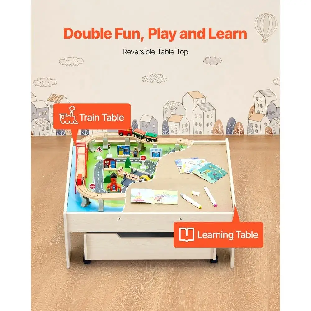 Table d'activité en bois pour enfants, 100 pièces, avec tiroir de rangement roulant, ensemble de jeu pour enfants, jouet éducatif, Table artisanale