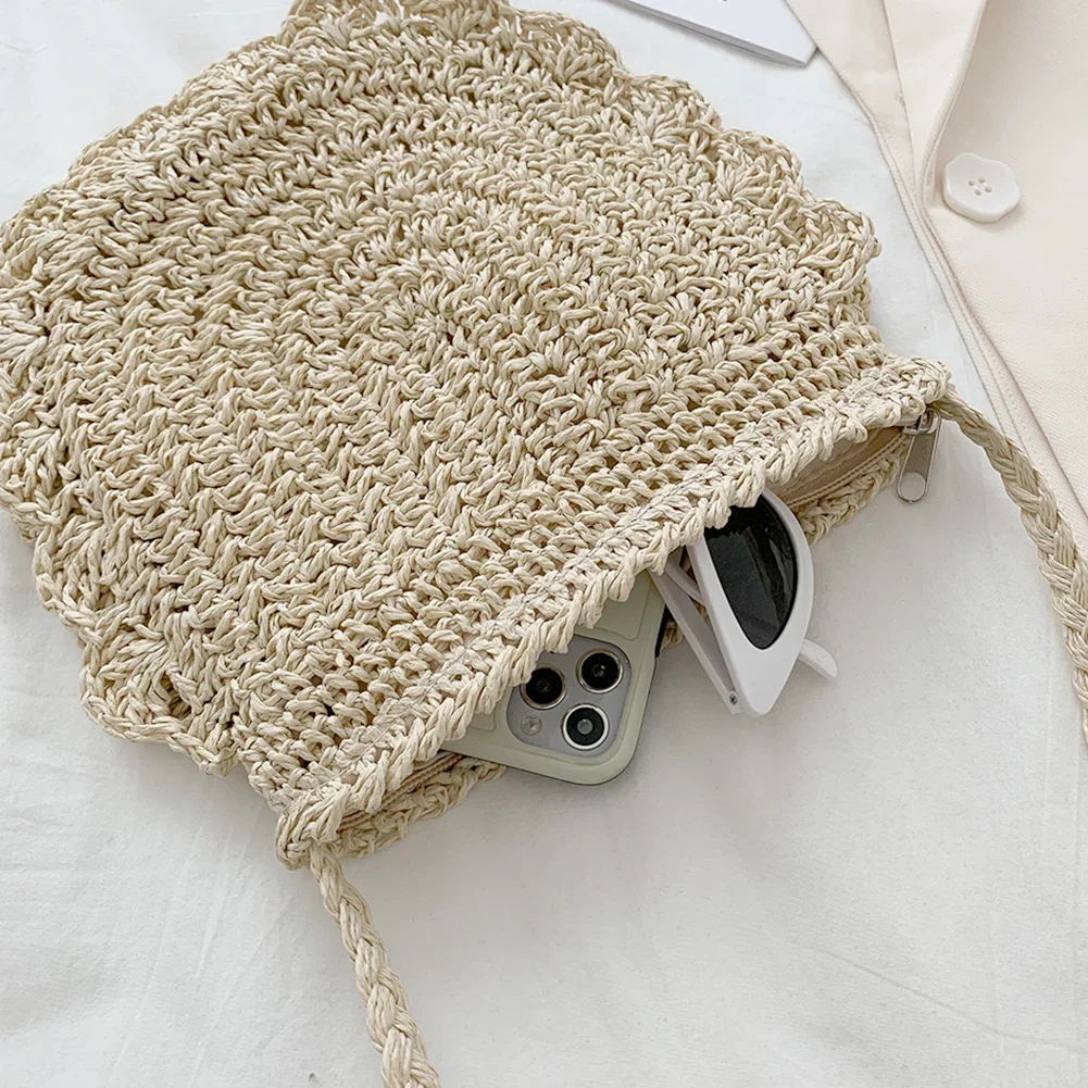 2024 Summer Straw Rope Woven Sling Purse Vintage Handmade Weaving Women Crossbody Bag Ladies Bohemian Fashion Small Shoulder Bag