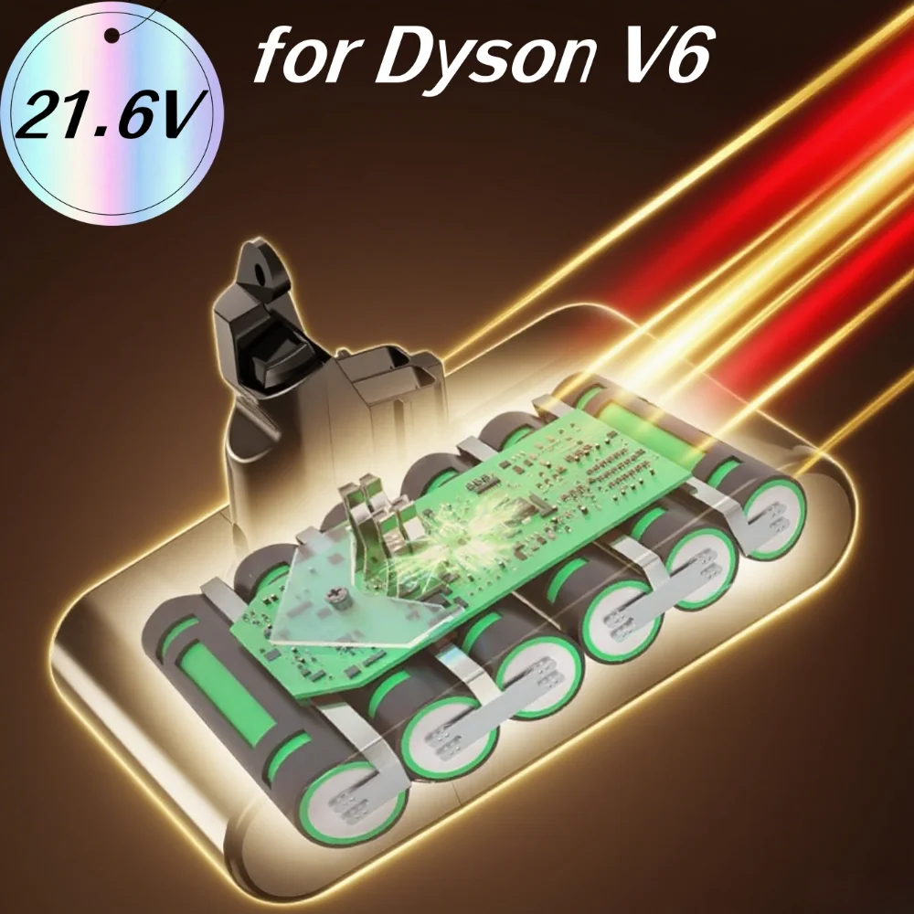 

21.6V 6000mAh Replacement Battery for Dyson V6 DC58 DC59 Compatible with DC61-DC74 & SV03-SV09 Li-ion Vacuum Cleaner Parts.